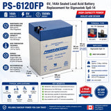 Batterie de remplacement 6V, 14Ah pour Sigmastek Sp6-14 avec bornes F2 / F1 