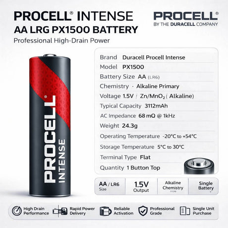 Duracell Procell Intense PX1500, AA LR6 PX1500 Battery Other Duracell