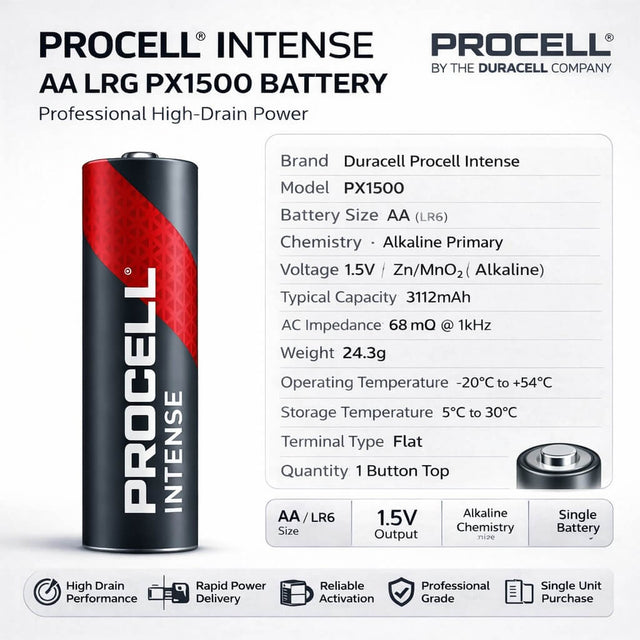 Duracell Procell Intense PX1500, AA LR6 PX1500 Battery Other Duracell