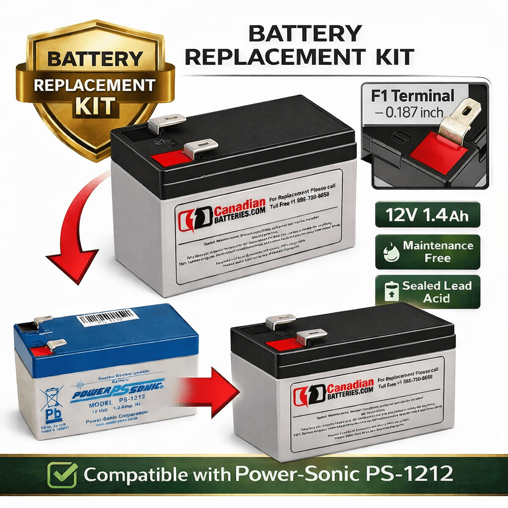 12V, 1.4Ah, replacement battery for Power-sonic Ps-1212 with F1 terminals Sealed Lead Acid CB Generic