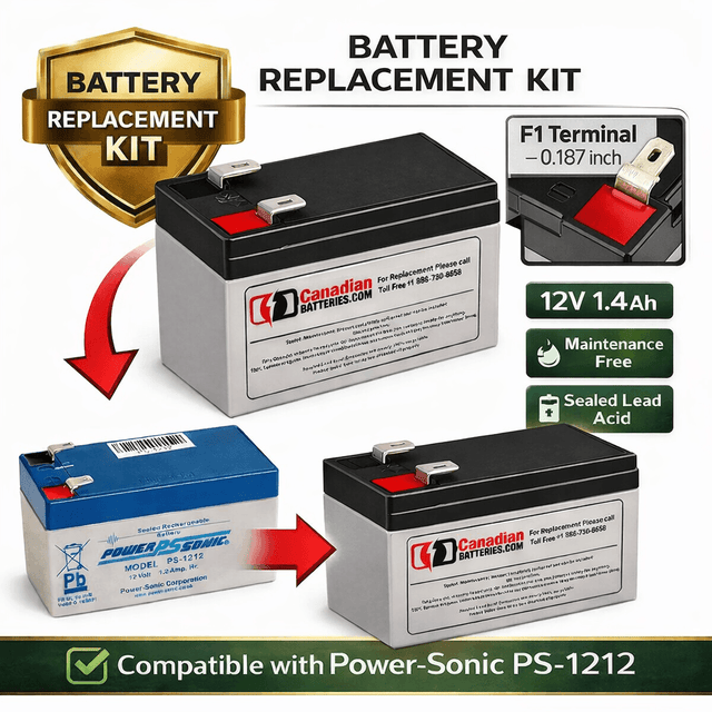 12V, 1.4Ah, replacement battery for Power-sonic Ps-1212 with F1 terminals Sealed Lead Acid CB Generic