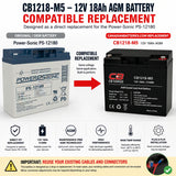 Power-sonic PS-12180 Replacement Battery 12V 18Ah AGM M5 Sealed Lead Acid CB Generic