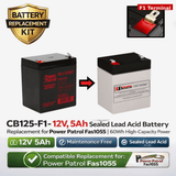 12V, 5Ah, replacement battery for Power Patrol Fas1055 with F1 terminals Sealed Lead Acid CB Generic