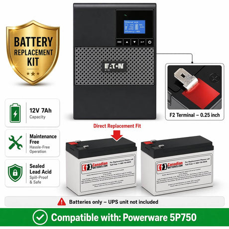 Batteries For Powerware 5p750 UPS, 2 X 12v, 7ah - 84wh UPS Batteries CB Range