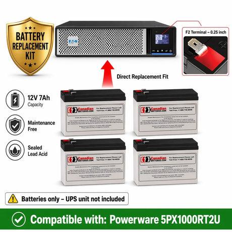 Batteries For Powerware 5px1000rt2u UPS, 4 X 12v, 7ah - 84wh UPS Batteries CB Range