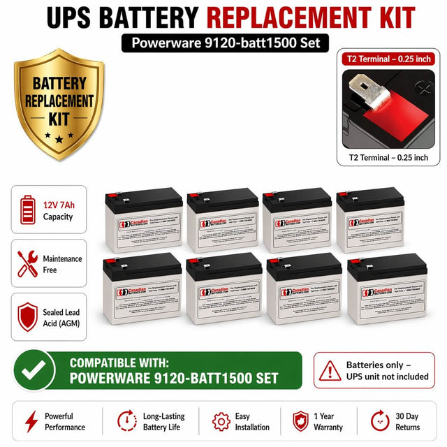 Batteries For Powerware 9120-batt1500 Set UPS, 8 X 12v, 7ah - 84wh UPS Batteries CB Range