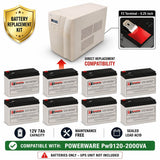 Batteries For Powerware Pw9120-2000va UPS, 8 X 12v, 7ah - 84wh UPS Batteries CB Range