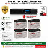 Batteries For Powerware Pw9130g1500r-xl2uau UPS, 4 X 12v, 9ah - 108wh UPS Batteries CB Range
