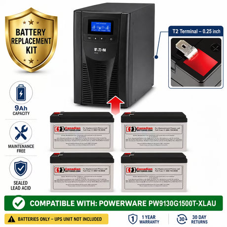 Powerware PW9130G1500T-XLAU UPS Battery Kit 12V 9Ah 4 Pack UPS Batteries CB Range