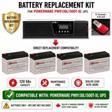 Batteries For Powerware Pw9130l1500t-xl UPS, 4 X 12v, 9ah - 108wh UPS Batteries CB Range