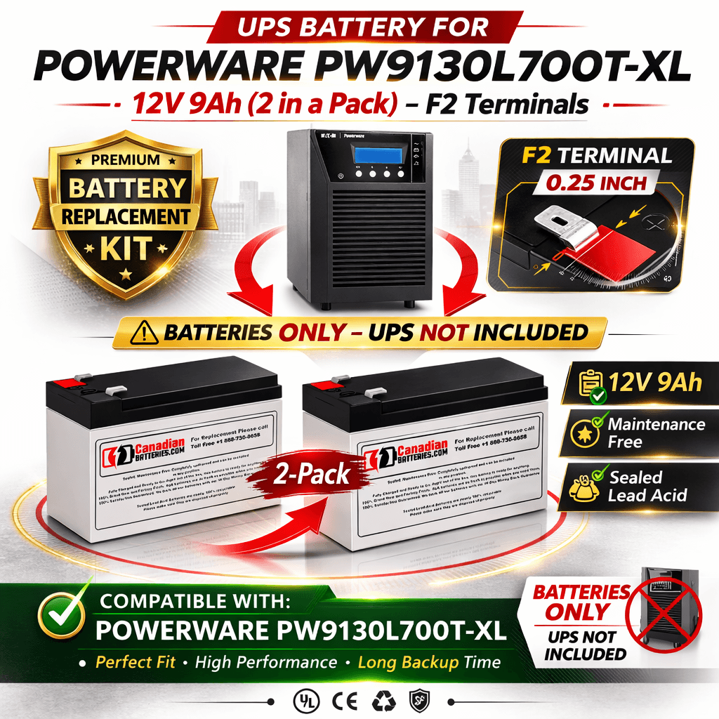 Batteries For Powerware Pw9130l700t-xl UPS, 2 X 12v, 9ah - 108wh UPS Batteries CB Range