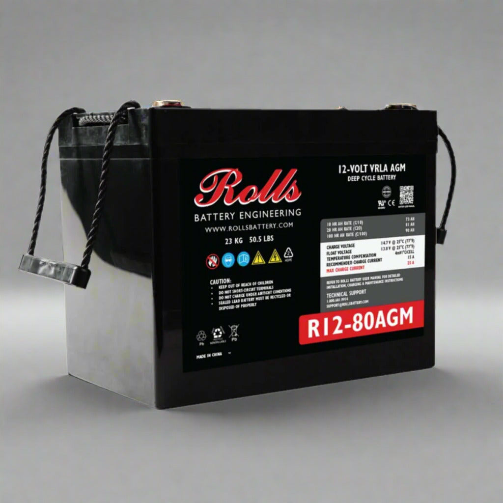 Rolls Battery Engineering R12-80AGM – AGM VRLA Deep Cycle Battery (12V, 90Ah @ 100hr) Sealed Lead Acid Rolls Battery Engineering