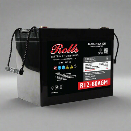 Rolls Battery Engineering R12-80AGM – AGM VRLA Deep Cycle Battery (12V, 90Ah @ 100hr) Sealed Lead Acid Rolls Battery Engineering