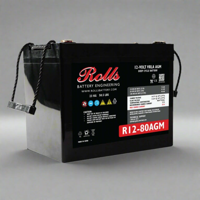 Rolls Battery Engineering R12-80AGM – AGM VRLA Deep Cycle Battery (12V, 90Ah @ 100hr) Sealed Lead Acid Rolls Battery Engineering