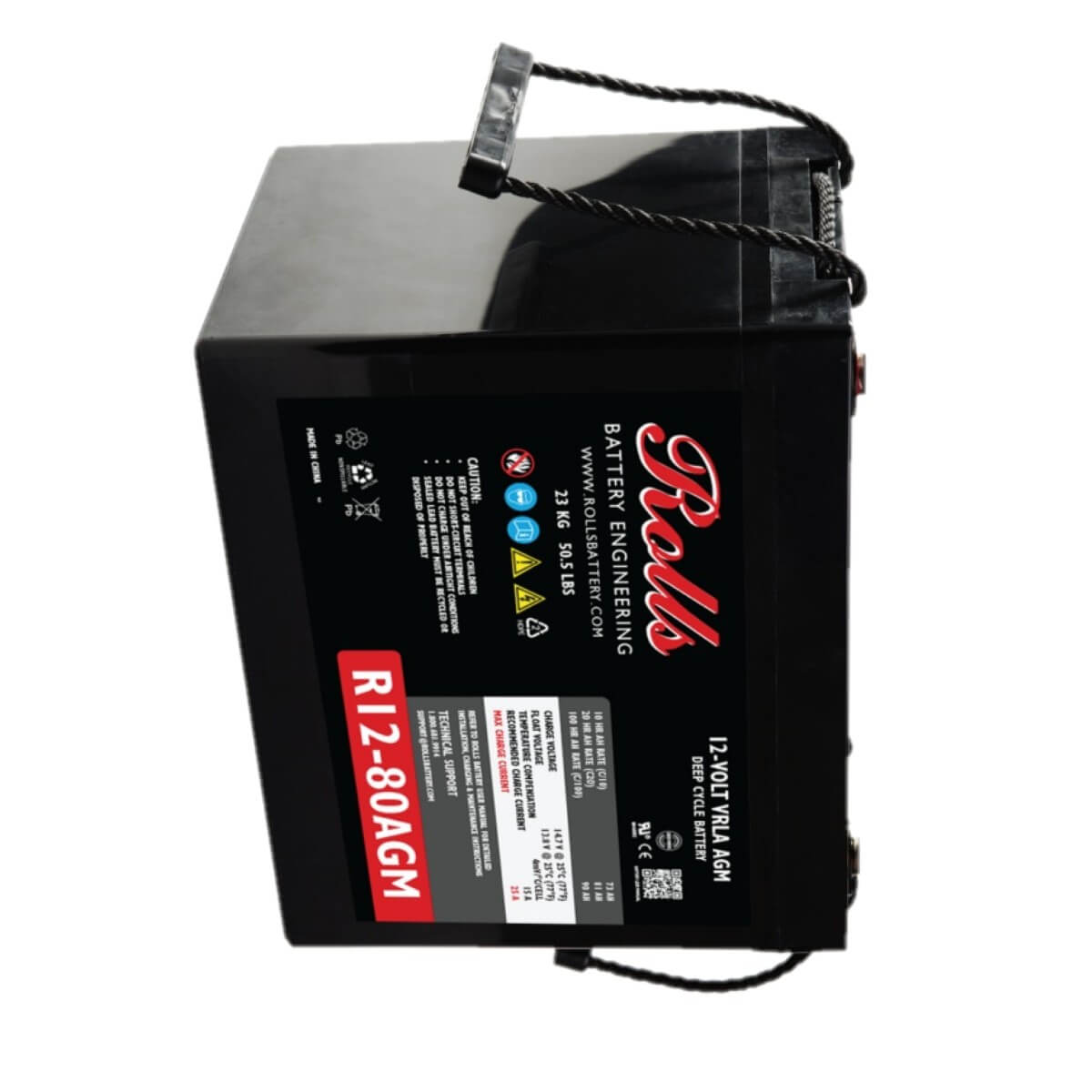 Rolls Battery Engineering R12-80AGM – AGM VRLA Deep Cycle Battery (12V, 90Ah @ 100hr) Sealed Lead Acid Rolls Battery Engineering