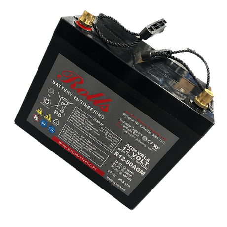 Rolls Battery Engineering R12-80AGM – AGM VRLA Deep Cycle Battery (12V, 90Ah @ 100hr) Sealed Lead Acid Rolls Battery Engineering