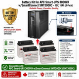 APC Smart-UPS 3000VA w/SmartConnect SMT3000C UPS Battery, 4 x 12V 18Ah UPS Batteries CB Range