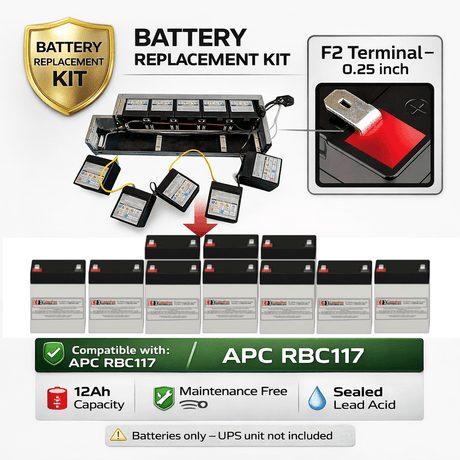 Apc Rbc117, RBC143, RBC118 Replacement UPS 10 X 12v 5ah With F2 Terminal Battery UPS Batteries CB Range