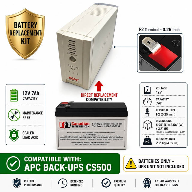 Bk500 Apc Back UPS Battery, 12V 7Ah UPS Batteries CB Range