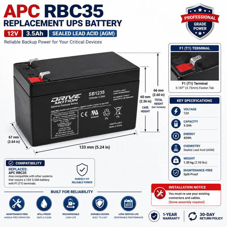 Apc Rbc35 Replacement UPS 12v 3.5ah With F1 Terminal Battery UPS Batteries CB Range