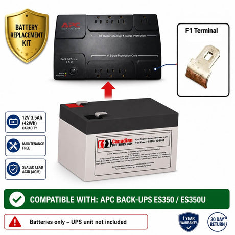 ES350U & ES350 APC Back-UPS ES RBC35 Replacement Battery 12V 3.5Ah AGM UPS Batteries CB Range