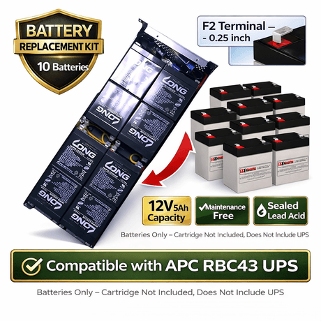 APC RBC43 Replacement Battery Pack – 8 x 12V 5Ah AGM UPS Batteries CB Range