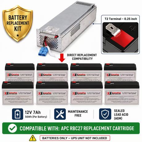 APC RBC27 Replacement Battery Kit – 8 x 12V 7Ah AGM UPS Batteries UPS Batteries CB Range