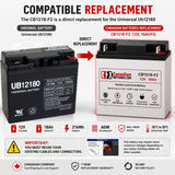 12V, 18Ah, replacement battery for Universal Ub12180 with F2 terminals Sealed Lead Acid CB Generic