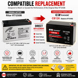 Ritar RT1250B Replacement Battery 12V 6.5Ah AGM 1 Pack Sealed Lead Acid (Special) CB Generic