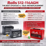 Replacement battery for Q-batteries 12ls-100 with M8 Insert terminals 12V, 100Ah Sealed Lead Acid (Special) Rolls Battery Engineering