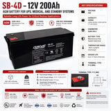 SB-4D 12V 208Ah AGM Battery | Long Life Standby UPS Power Sealed Lead Acid (Special) Drivemotion