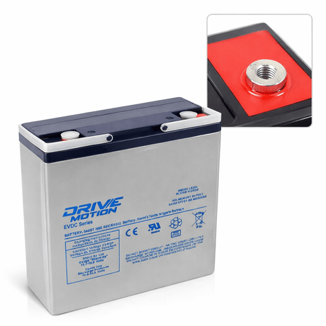 12 Volt 24 Ah 6-dzm-20 Deep Cycle Scooter Battery Threaded Sealed Lead Acid DriveMotion