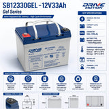 SB12330GEL 12V 33Ah Deep Cycle Gel Battery – VRLA Maintenance-Free Power (8GU1) Sealed Lead Acid DriveMotion