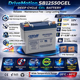 12V 55Ah GEL Battery for Mobility Scooters & Wheelchairs – 8G22NF Deep Cycle Replacement Sealed Lead Acid (Special) DriveMotion