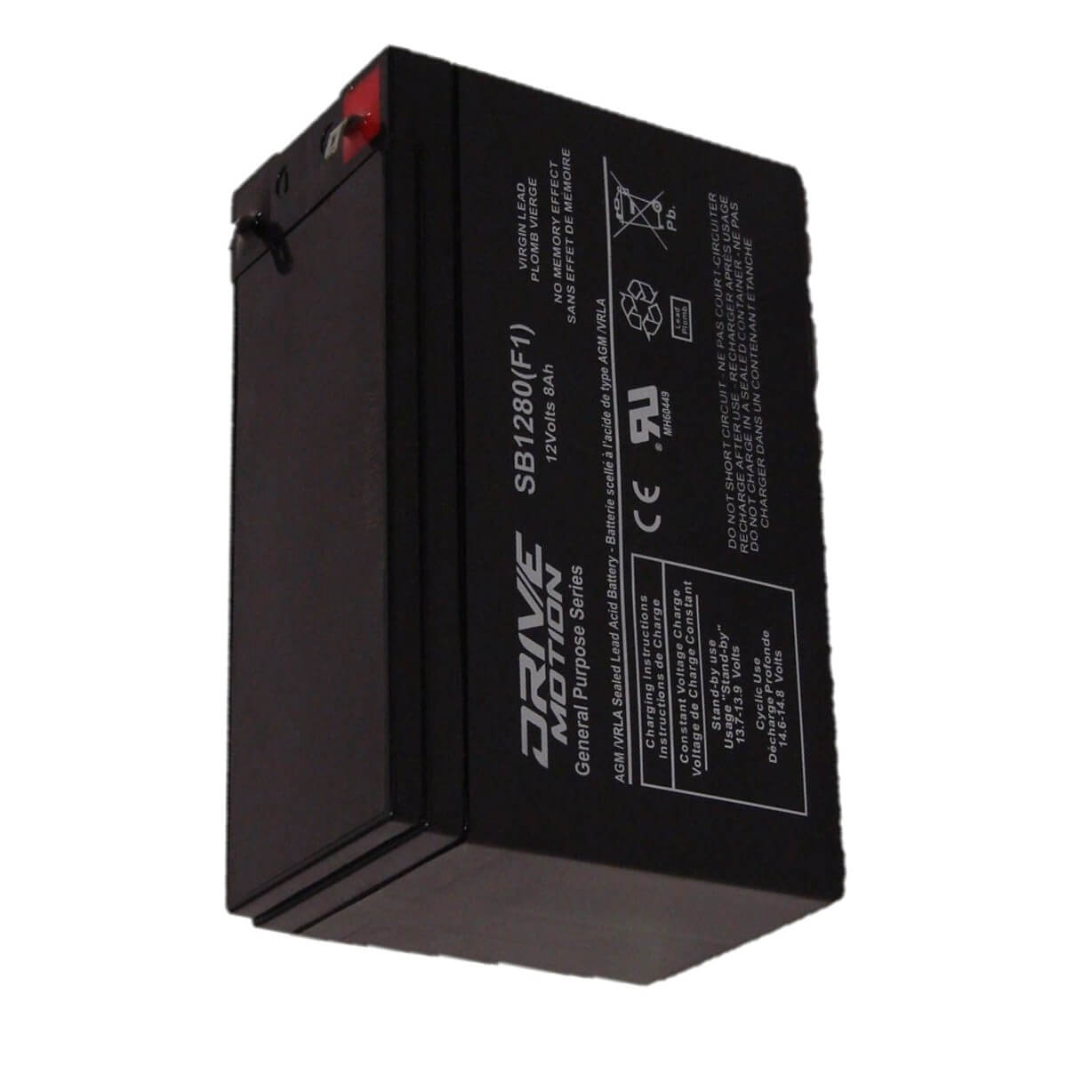 Drivemotion SB1280-F1, 12V, 8Ah (96Wh) General Purpose/Standby AGM battery Sealed Lead Acid Canadianbatteries.com