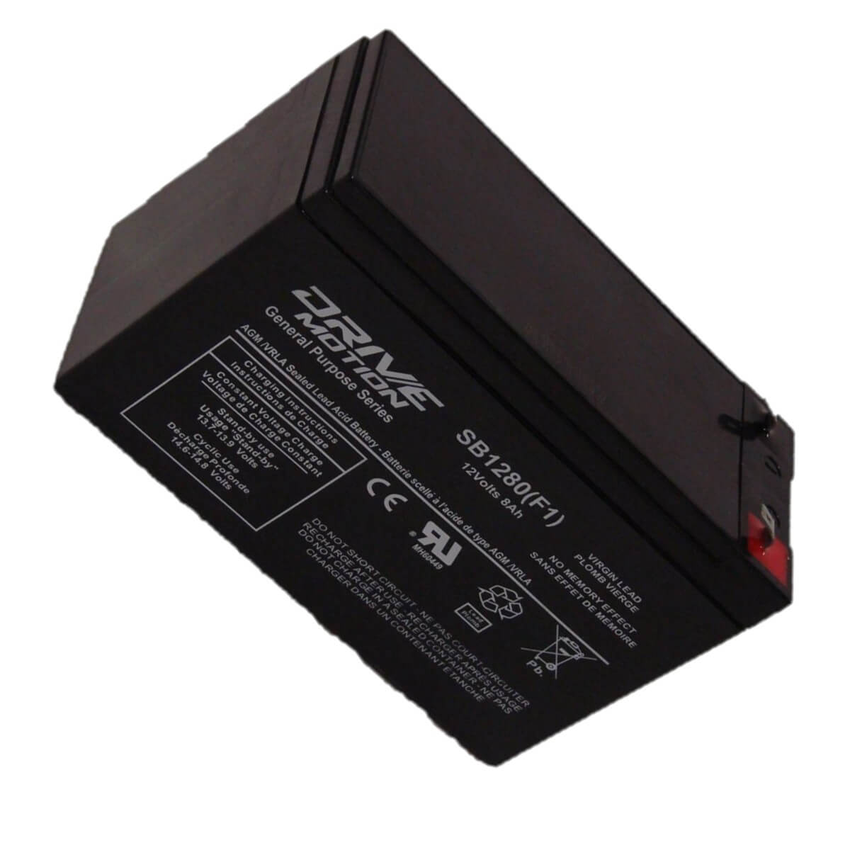 Drivemotion SB1280-F1, 12V, 8Ah (96Wh) General Purpose/Standby AGM battery Sealed Lead Acid Canadianbatteries.com