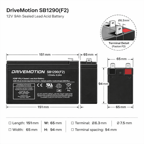 12V 9AH Battery – The Ultimate Replacement Powerhouse for Scooters and Mobility Vehicles Sealed Lead Acid DriveMotion