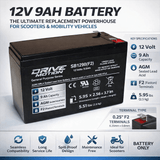 12V 9AH Battery – The Ultimate Replacement Powerhouse for Scooters and Mobility Vehicles Sealed Lead Acid DriveMotion