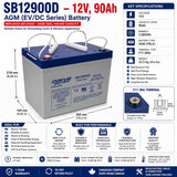 Batterie au plomb scellée Drivemotion 12v 90ah Ev/dc Series 