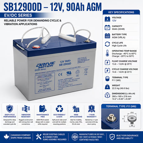 Drivemotion 12v 90ah Ev/dc Series Sealed Lead Acid Battery Sealed Lead Acid (Special) DriveMotion