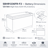 SBHR1236FR-F2 12V 9Ah SLA Battery – High Rate UPS & Data Center Backup Power Sealed Lead Acid DriveMotion