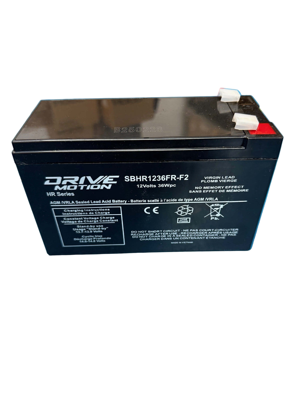 SBHR1236FR-F2 12V 9Ah SLA Battery – High Rate UPS & Data Center Backup Power Sealed Lead Acid DriveMotion