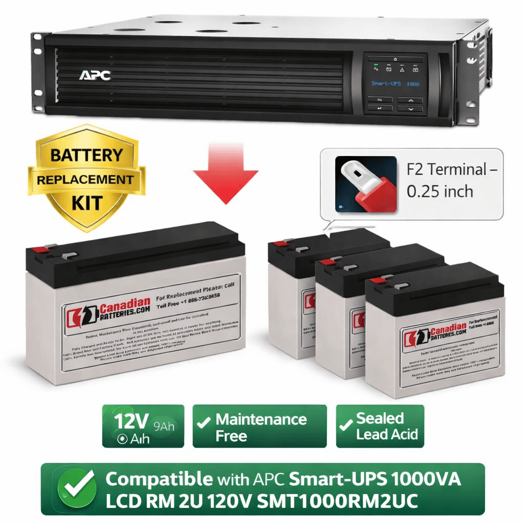 APC Smart-UPS 1000VA LCD RM 2U 120V SMT1000RM2UC Replacement Battery Cartridge 4 X 12v 9ah UPS Batteries CB Range
