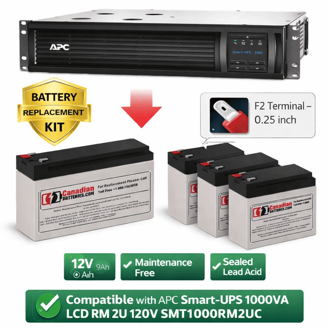 APC Smart-UPS 1000VA LCD RM 2U 120V SMT1000RM2UC Replacement Battery Cartridge 4 X 12v 9ah UPS Batteries CB Range