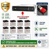 Battery for SMT3000RMT2U APC Smart UPS – RBC43 Replacement 12V 5Ah AGM Batteries (8-Pack) UPS Batteries CB Range