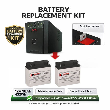 Battery for APC SUA1500 1500VA Smart UPS RBC7 Replacement Kit – 12V 18Ah AGM Batteries UPS Batteries CB Range