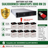 RBC43 Battery Kit for SUA3000RM2U Smart-UPS 3000 RM 2U – 12V 5Ah AGM (8 Pack) UPS Batteries CB Range