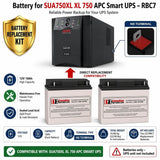 APC SUA750XLI XL 750 RBC7 Replacement Battery Kit 12V 18Ah UPS Batteries CB Range