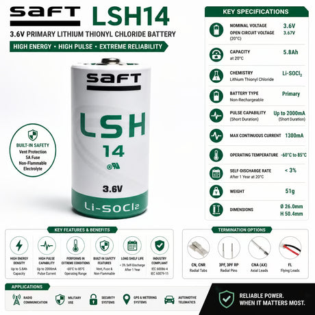 C-size 3.6v 5800mah Saft Lsh14 Battery Saft Batteries Saft Lithium Batteries