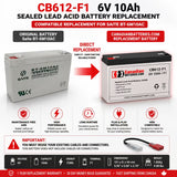 Saite BT-6M10AC Replacement Battery 6V 10Ah AGM F1 Sealed Lead Acid CB Generic